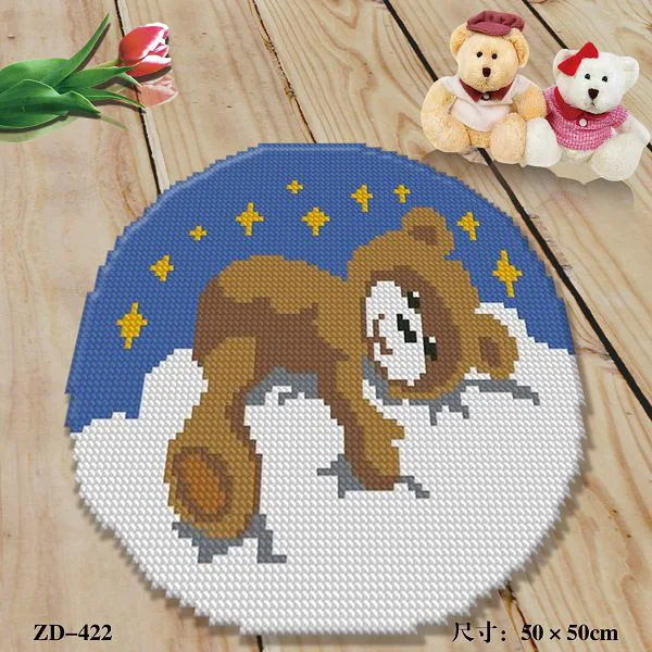 

ZD422 Ground Mat Cushion Latch Hook Kit Embroidery DIY Craft Cross Stitch Needlework Embroidery Counted Cross-Stitching Kit Set