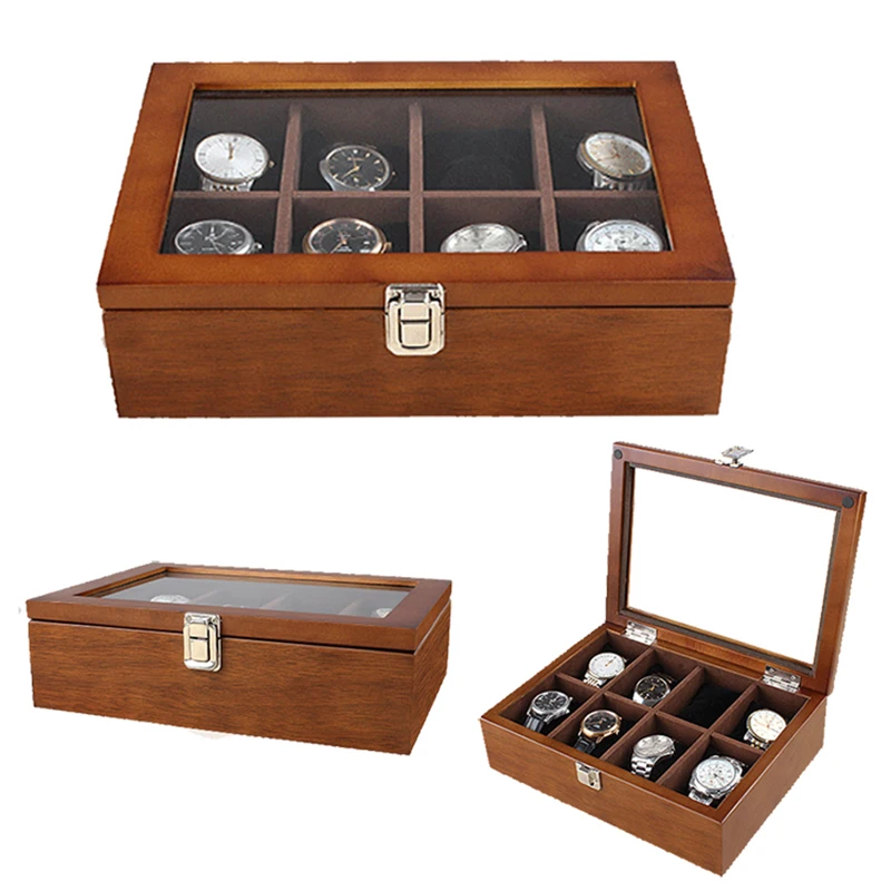 

2019 New 8 Grids wooden Watch Case Box Casing for Hours Sheath for Hours Box for hours Watch