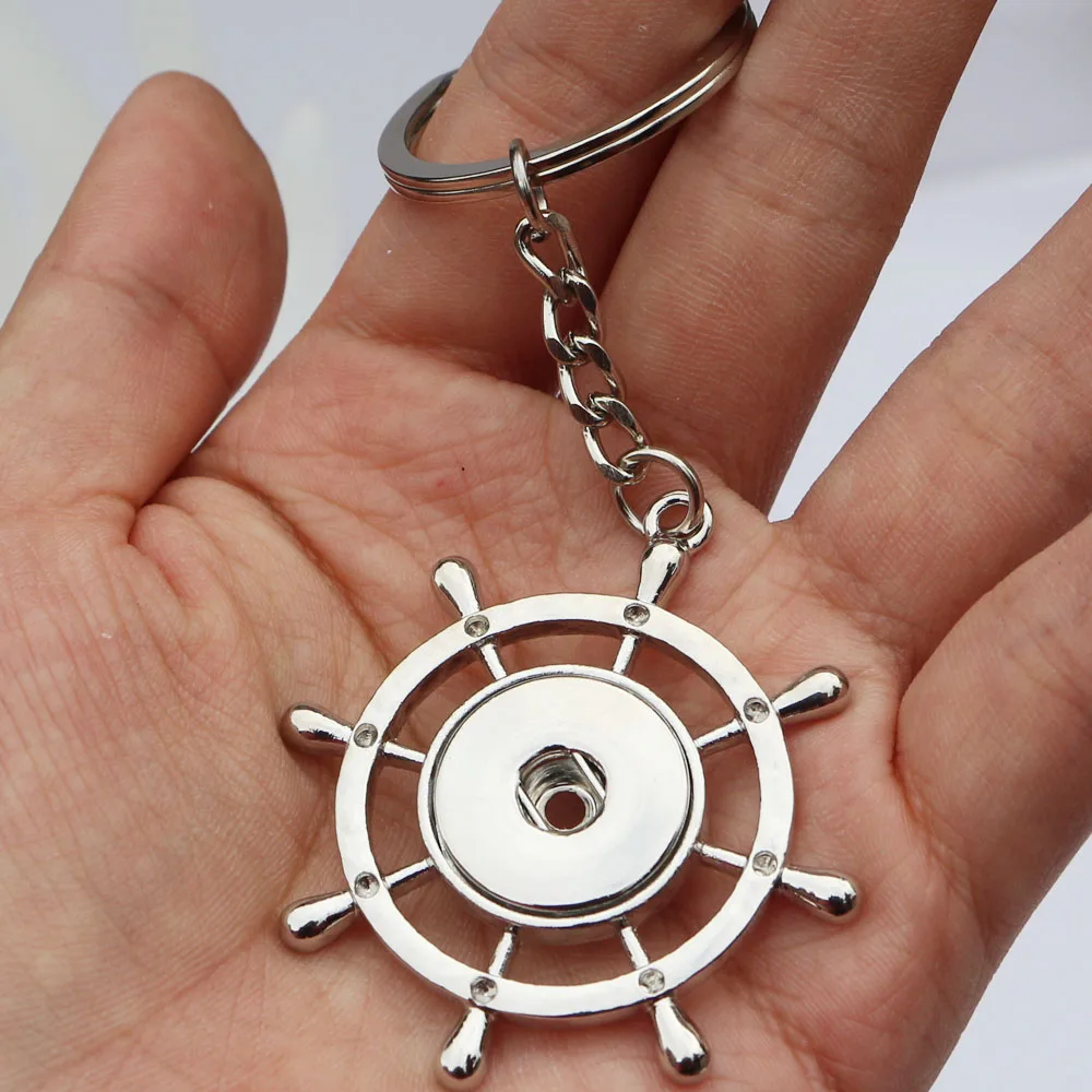 High Quality Rudder Shape Snap Button Pendant keychain 18MM Snap metal