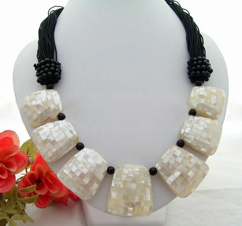 

Charming! Natural Paua Abalone Shell&Onyx Necklace