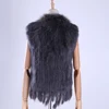 Brand New Women's Lady Genuine Real Knitted Rabbit Fur Vests tassels Raccoon Fur Trimming Collar Waistcoat Fur Sleeveless Gilet ► Photo 3/6