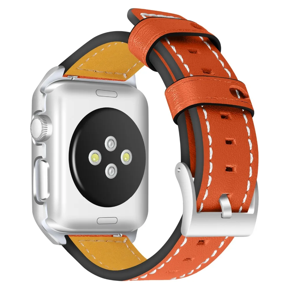 

SANYU Replacement Suitable Leather Watchband+Frame Soft Strap 38mm 42mm For Apple Watch Band 1 2 3 Series iwatch Strap