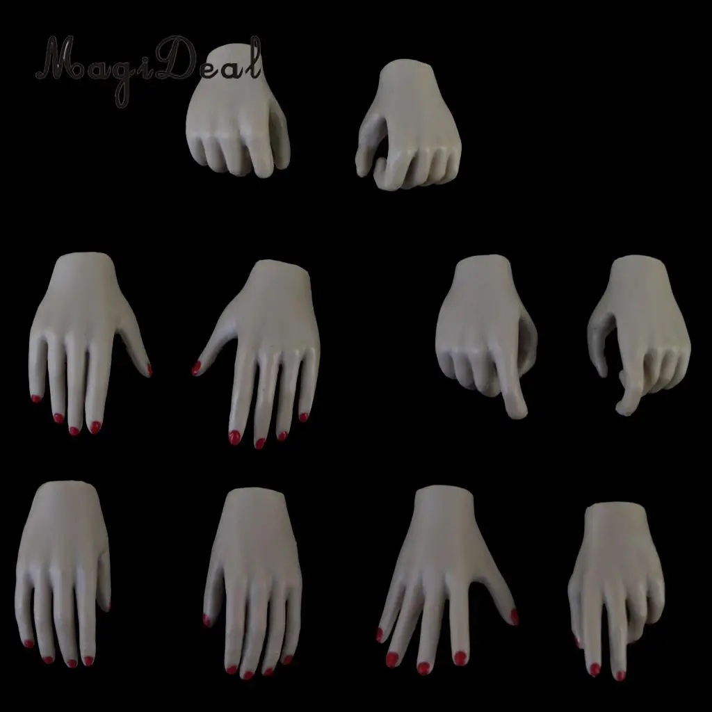 10Pcs PVC 1:6 Scale Womens Hand Models for 12 Inch Female Action Figure Body Dolls Children DIY Making Accs Toys