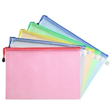 Прозрачная сетчатая сумка на молнии, ПВХ папка для файлов, водонепроницаемая сумка для хранения, органайзер, канцелярские принадлежности, офисные школьные принадлежности, случайный цвет