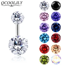 QCOOLJLY пирсинг для пупка Хирургическая сталь один кристалл горный хрусталь кольца для пупка пирсинг лист шар с сердечками Nombril