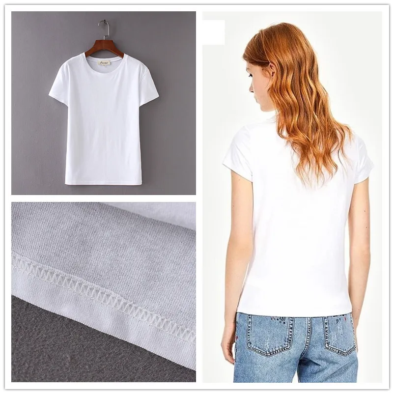 

Women's A Simple Set of Underclothes Chao College Breeze Loose T-shirts Show Thin Solid-colored T-shirts with Round Collar