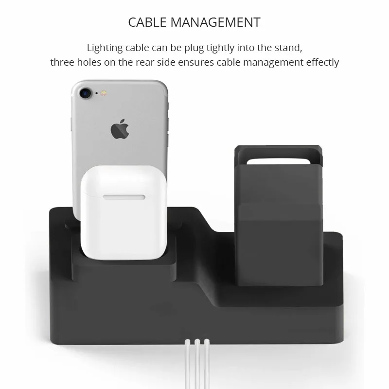 Зарядная док станция 3 в 1 для iPhone X 8 7 6s Plus силиконовая подставка зарядки опора Apple