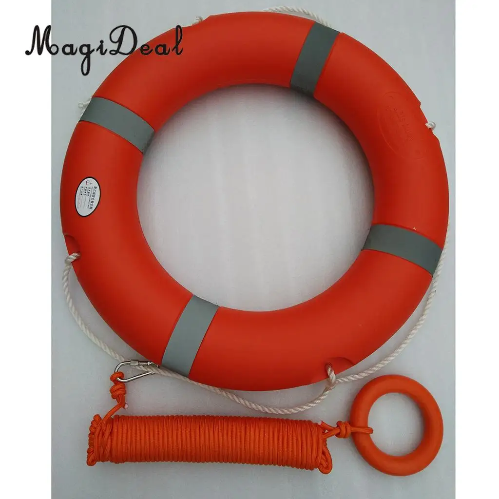 MagiDeal Rubber Round Floating Ring Float Buoy for Water Sports Sailing Boating Swimming Life Saving Rope Cord