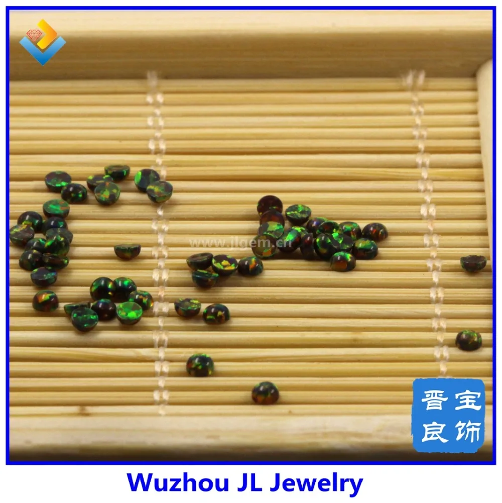 

(50PCs/lot)Free shipping synthetic oapl fire dark green op32 round cabochon beads 3mm size