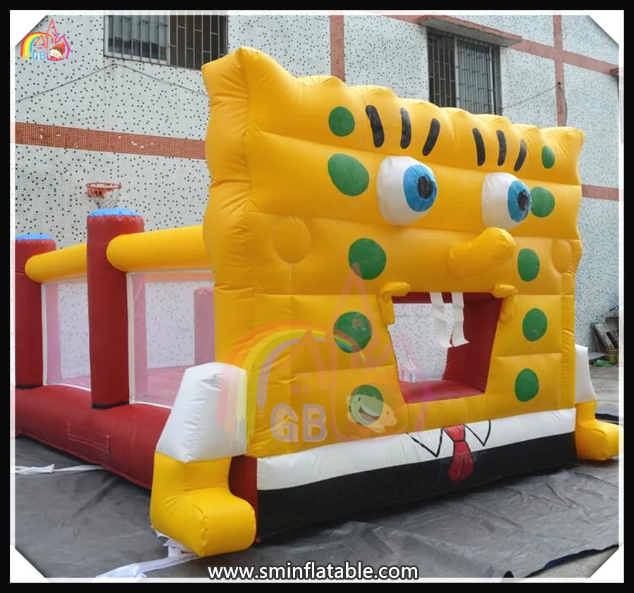 0.55mm PVC Tarpaulin Funny inflatable SpongeBob bouncy castle,cheap