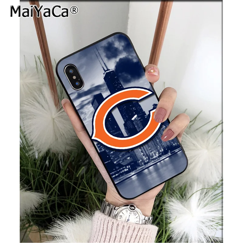 MaiYaCa Chicago Bears мягкий, силиконовый, из ТПУ черный чехол для телефона Apple iPhone 8 7 6 6S Plus X XS MAX 5 5S SE XR чехол
