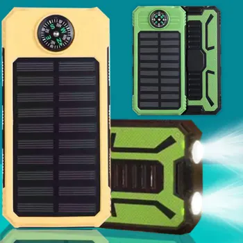 

Waterproof Compass Solar Battery 20000mAh Portable Charger Dual USB Output External Battery High Capacity Solar Mobile Power