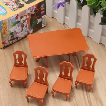 

DIY Lovely Mini Furniture Dolls House Miniature Dining Table Chair Set Children Kids Gift Toys Dolls House Accessories Kits
