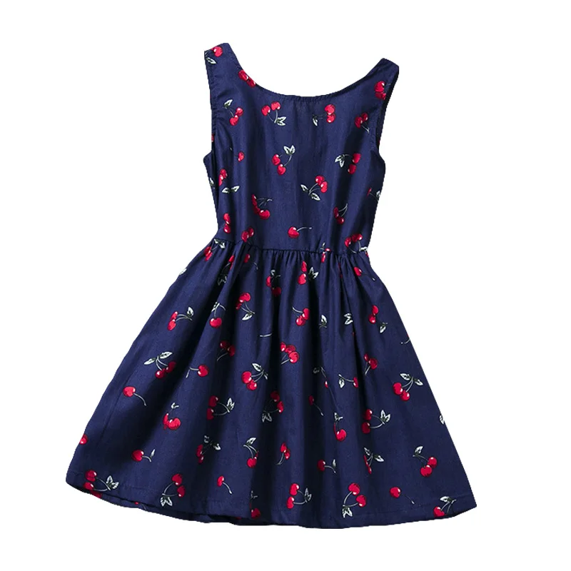 

New Little Girl Baby Print Leisure Summer Dress 2017 Princess Girl Birthday Party Clothes Beach Style Sundress For Kids Clothing