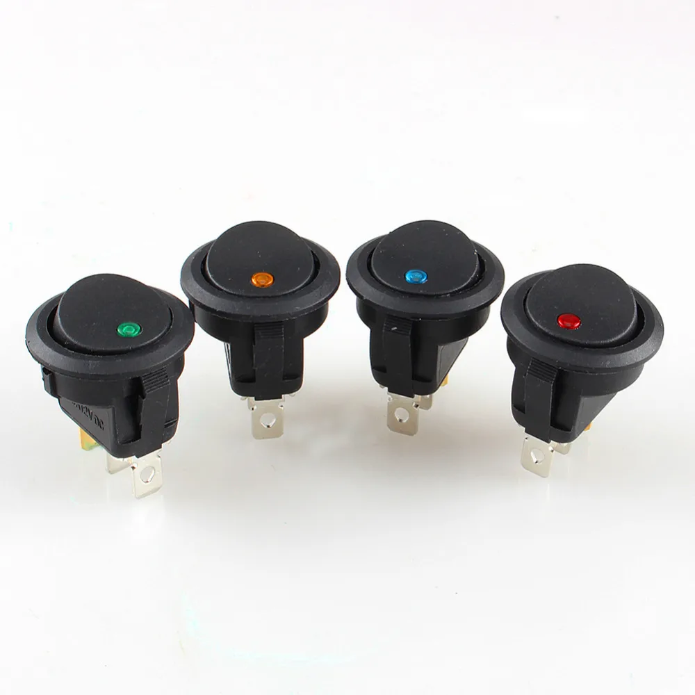 

4pcs 12V LED Dot Light Car Boat Round Rocker ON/OFF SPST Switch 4 Colors