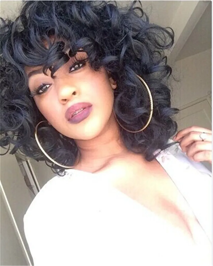 New Stylish Lolita Curly Short Full Synthetic Wig Short Hairstyle Wigs Afro Curly African American Black Wigs