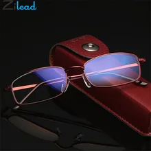 Zilead, анти-синяя пленка, очки для чтения, металлическая смола, прозрачные линзы для женщин и мужчин, очки для пресбиопии+ 1. 0.+ 4,0, случайный чехол