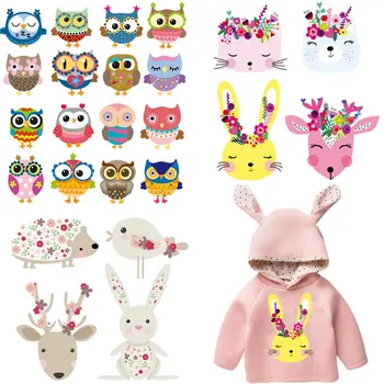 

flower cat rabbit iron patches for kids baby infant clothing stickers heat transfert girls dress hoodies thermocollant vetement