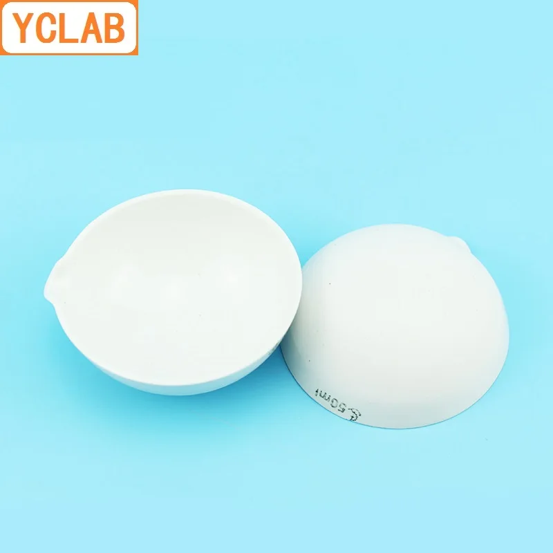 YCLAB 100mL & 125mL Ceramic Evaporating Dish Round Bottom with Spout Pottery Porcelain Laboratory Chemistry Equipment