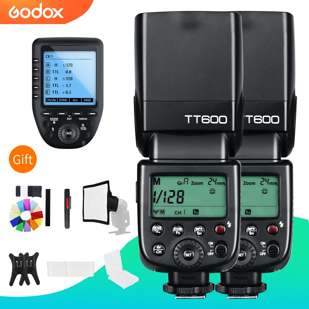 Беспроводная вспышка Godox 2x TT600 2 4G GN60 с триггером Xpro для Canon Nikon Sony Pentax Olympus
