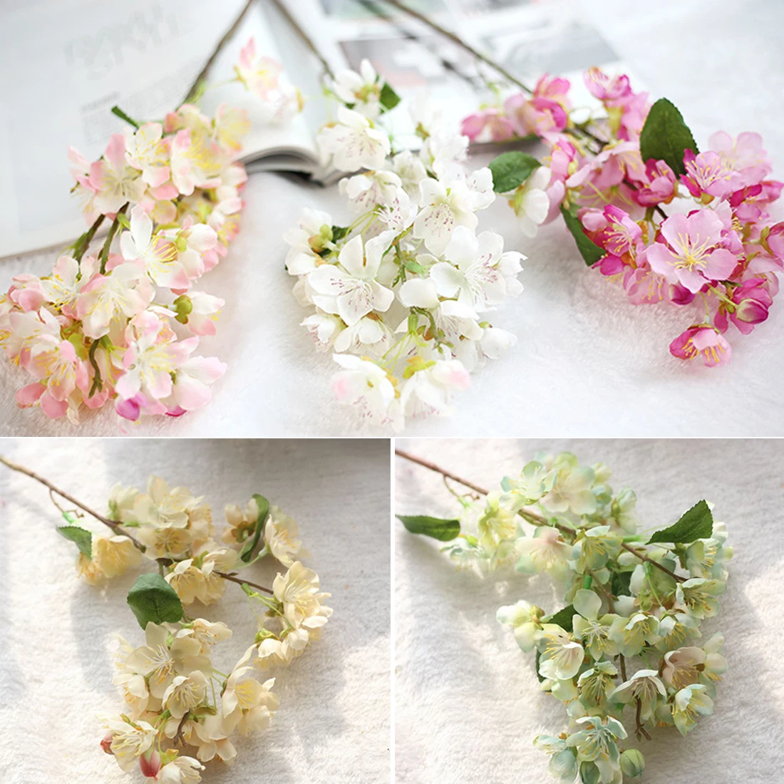 

Japanese Sakura Artificial Flower Cherry Blossom High Quality Bouquet Fake Flowers Wishing Tree Wedding Home Party Decoration