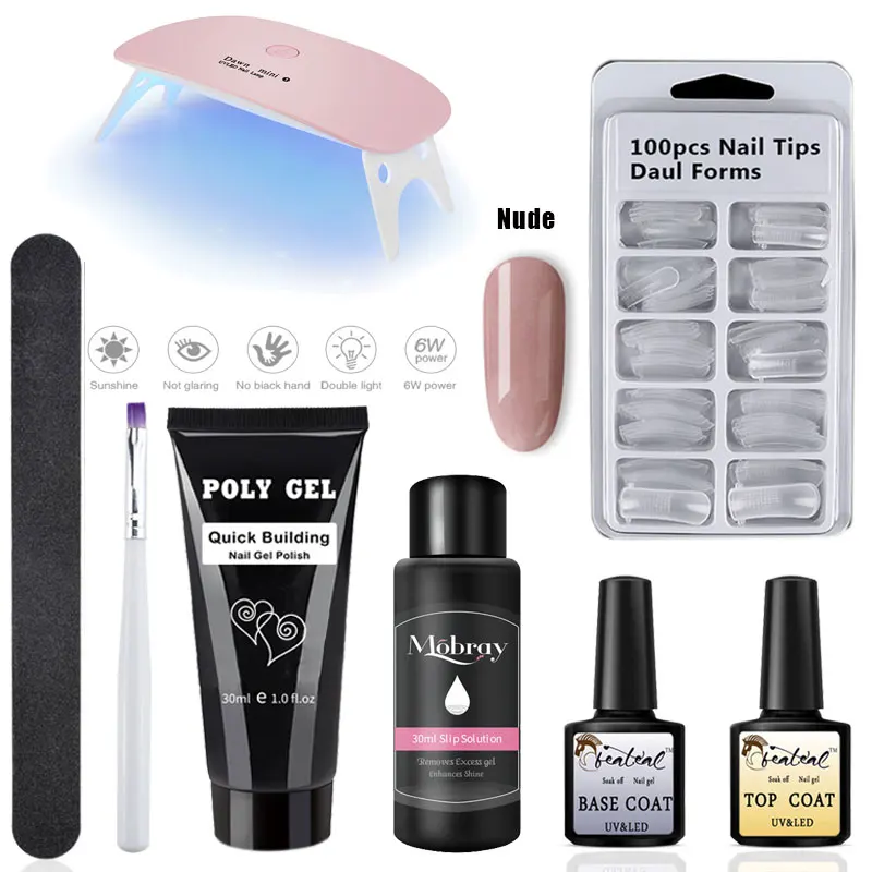 Juego de Gel de poligel de 30g Kit de Gel de acrílico de uñas Rosa Blanco claro cristal UV Builder Gel realce Slip Solution rápido extensión de Gel Juego de Gel de poligel de 30g Kit de Gel de acrílico de uñas Rosa Blanco claro cristal UV Builder Gel realce Slip Solution rápido extensión de Gel