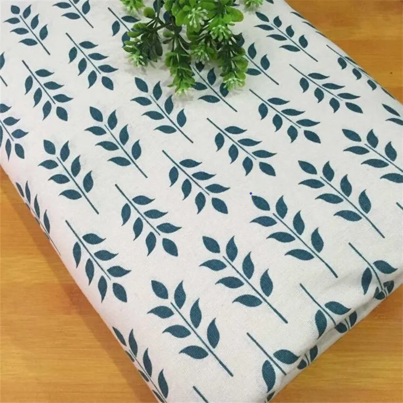 

Cotton Linen Patchwork Fabric Linen Cotton Printed Fabric DIY Sewing Quilting Canvas Material Green Leaf Printing Cloth Crafts