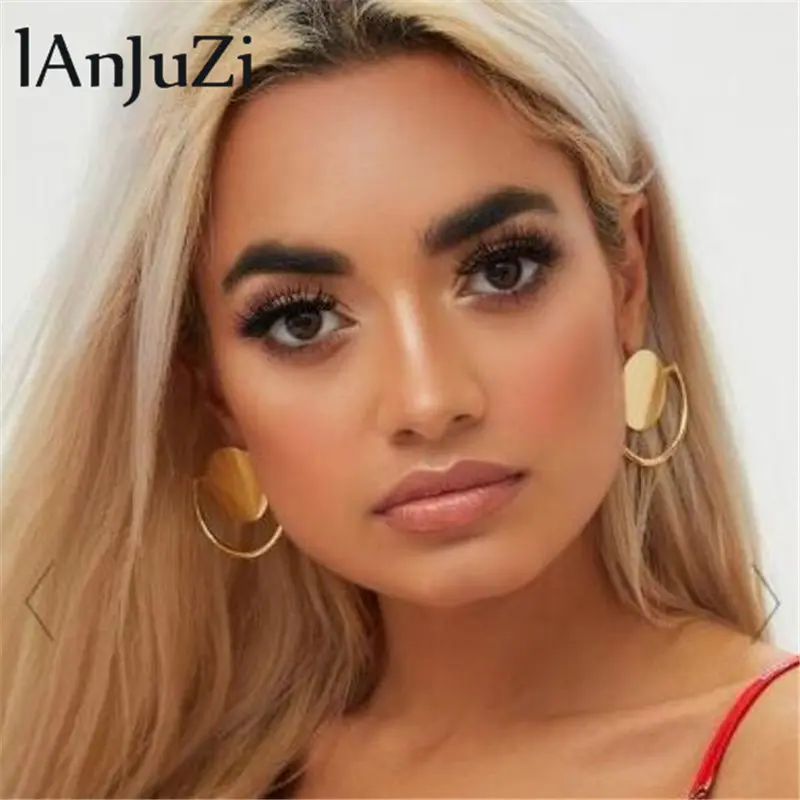 

Gold Big Earring Geometric Round Drop Earrings for Women Girls Punk Gold Alloy Earrings Brincos Jewelry Statement