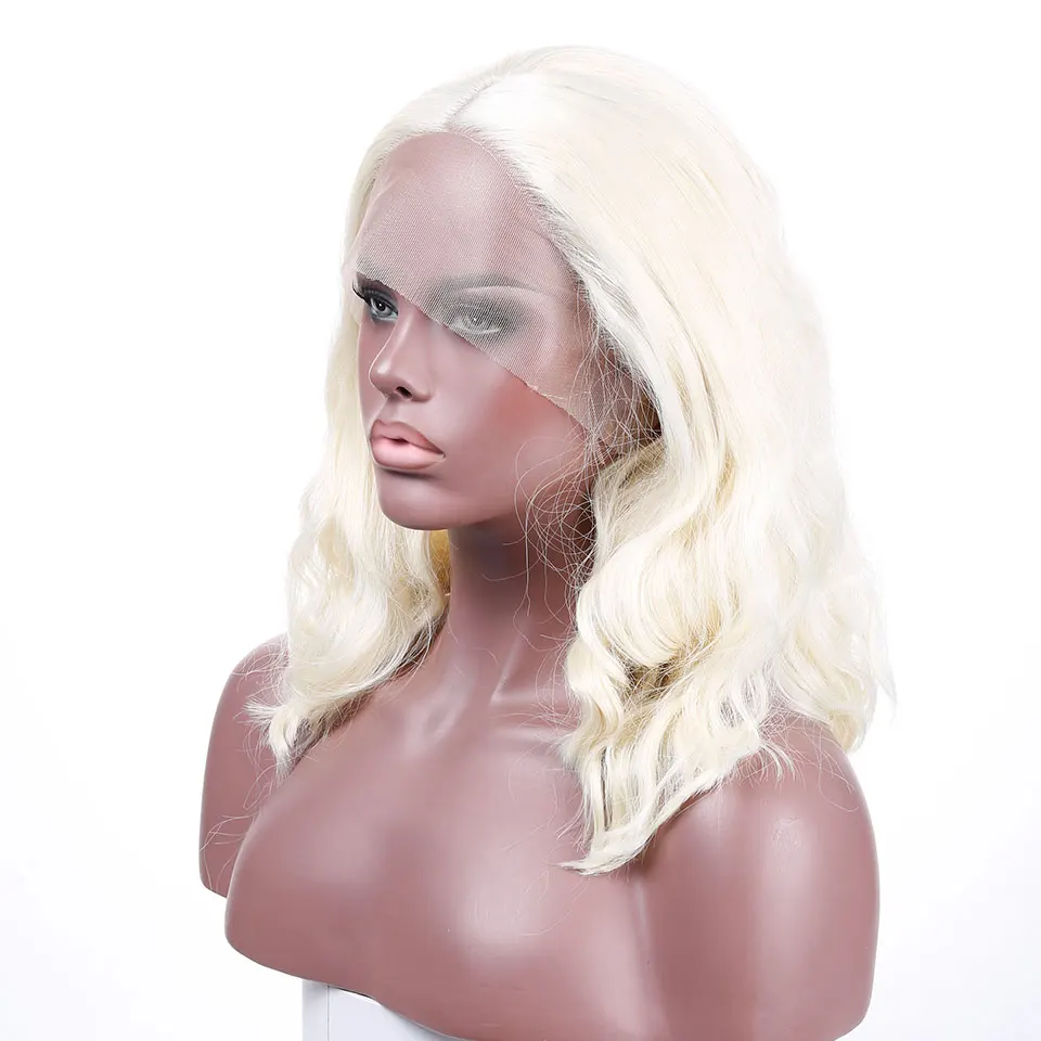 

LIMPOPO 14 Inch Synthetic Wigs Without Baby Hair Short Glueless Lace Front Hair Like Brazilian Non Remy Wavy Wigs Bleached Knots