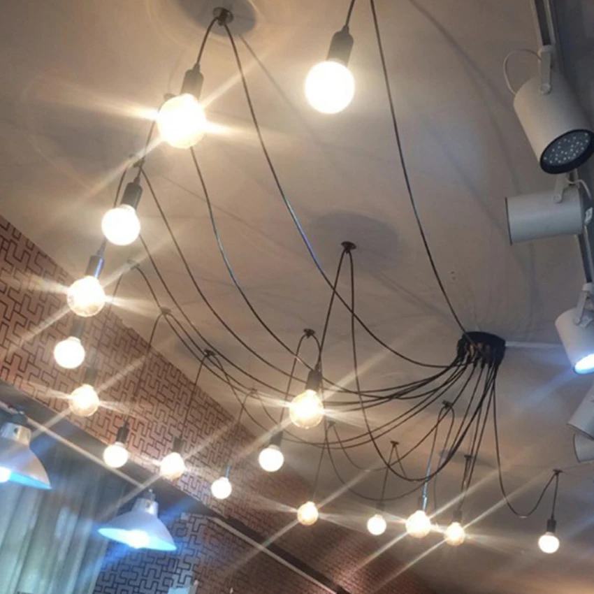Online Mordern Nordic Retro Edison Lampe Licht Kronleuchter Vintage Loft Antike Einstellbare DIY Kunst Spinne Decke Lampe Leuchte Licht