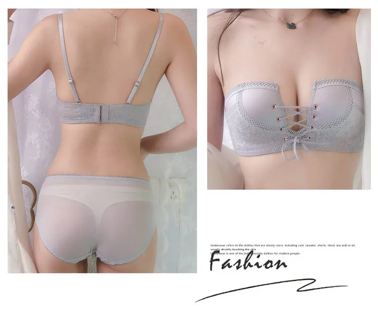 CINOON New Top Sexy Underwear Set Women Wireless Brassiere Push up Bra and Panty Sets Embroidery Solid color Lingerie Set (4)