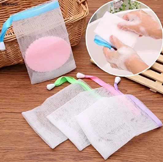 NABAG 4pcs Handmade Soap Storage Bags Mesh Soap Saver Pouch Blister Foaming Net Travel Easy