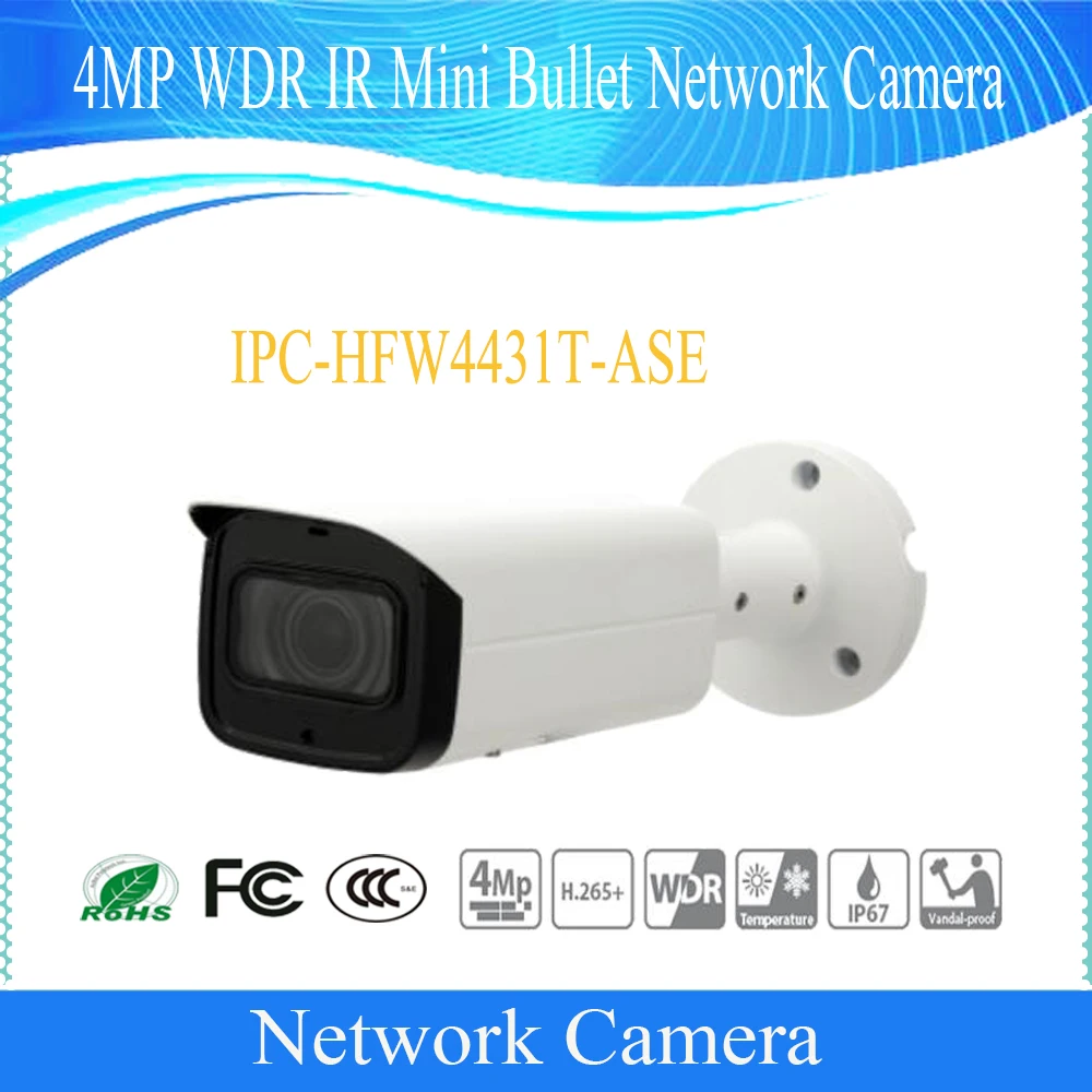 

Free Shipping DAHUA Security IP Camera 4MP WDR IR Mini Bullet Network Camera IP67 IK10 PoE DH-IPC-HFW4431T-ASE