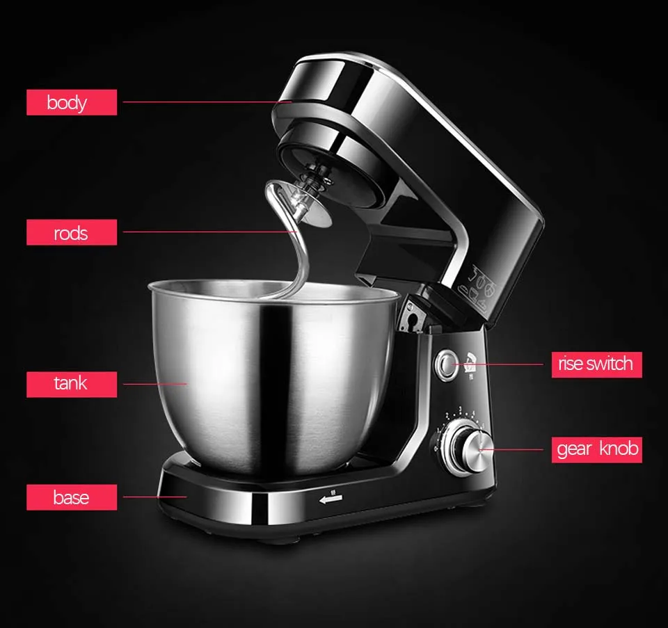 4L Нержавеющая сталь чаша 6-ступенчатая Кухня Еда миксер крем приспособление для взбивания яиц блендера торт Тесто Для Хлеба Смеситель Maker машина