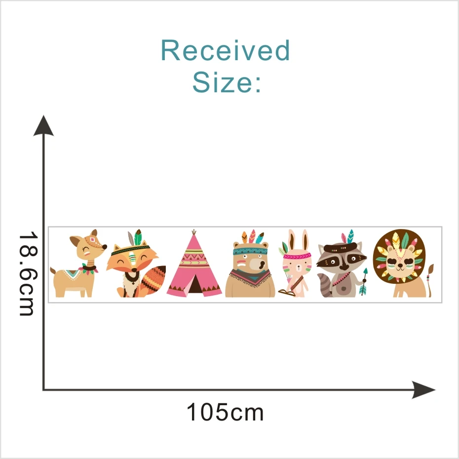 Деревянные племенные животные настенные стикеры лиса кролик медведь художественные фрески плакаты виниловые наклейки с рисунками для детской комнаты спальни украшения дома - Цвет: CS5542