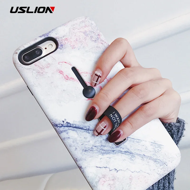 USLION Marble Case For iPhone 7 Plus XR XS Max Hide Ring Stand Holder Phone Cases For iPhone X 8 7 6 6s Plus Hard PC Back Cover USLION Marble Case For iPhone 7 Plus XR XS Max Hide Ring Stand Holder Phone Cases For iPhone X 8 7 6 6s Plus Hard PC Back Cover