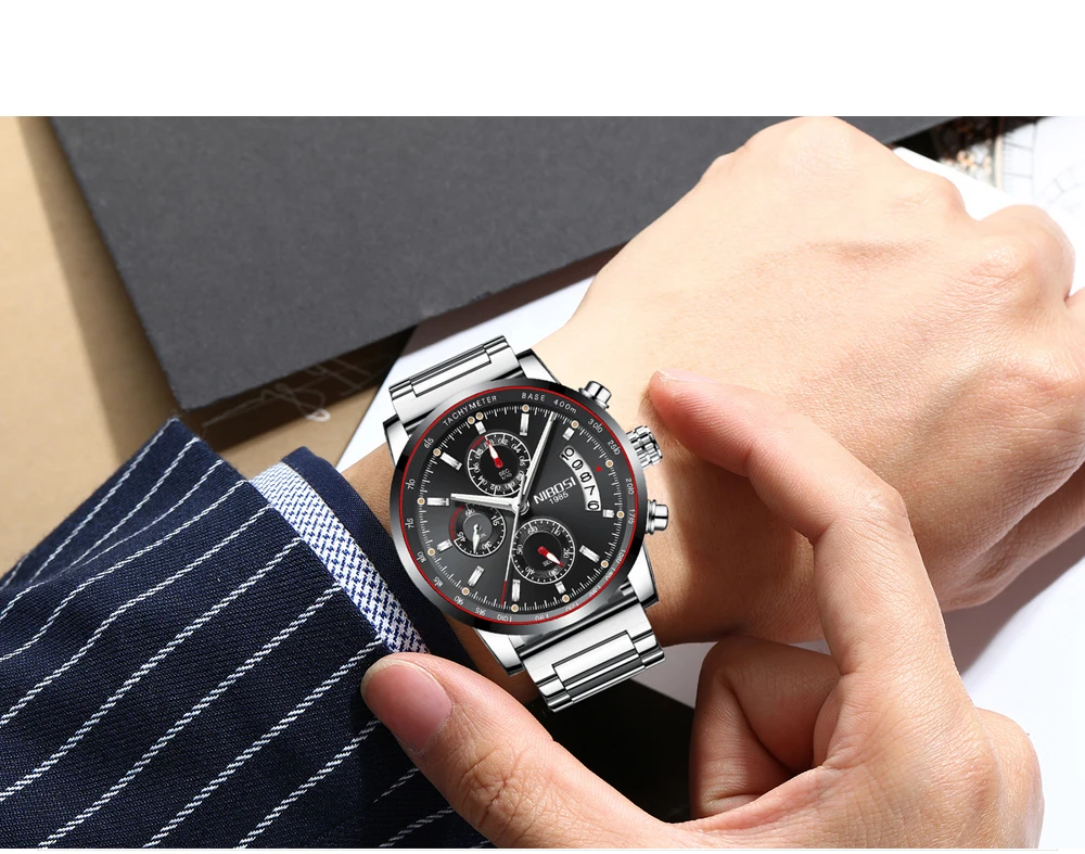 NIBOSI Uhren Herren Quarz Chronographen Analog Watch Men Stainless Steel Top-marke Luxus Leather Watches Sport Relogio Masculino (17)