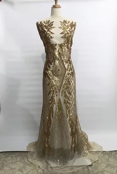 

2019 Latest Yellow color Nigerian sequence french tulle lace fabrics High Quality African Embroidered For Wedding Dress XD004