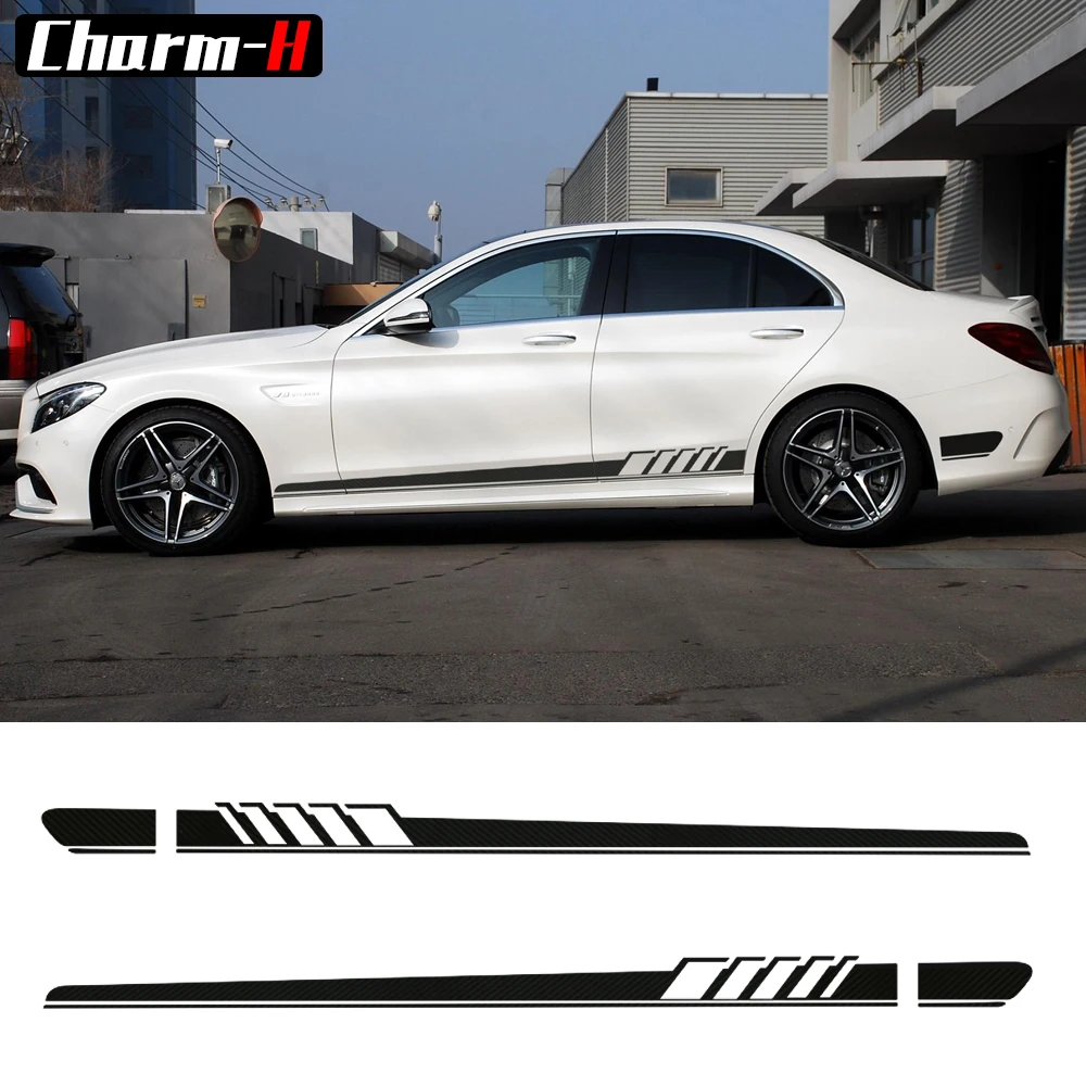 1 пара наклеек с боковыми полосками для Mercedes Benz W205 C Class C63 AMG s 6 цветов на выбор|decal
