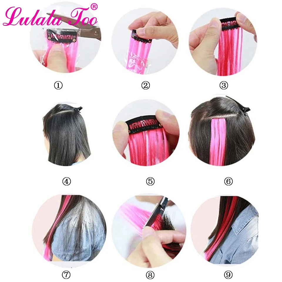 Long Straight Women Synthetic Clip in One Piece Hair Extensions 50cm 20inch Rainbow Colors Hairpiece Purple Pink Red Blue Long Straight Women Synthetic Clip in One Piece Hair Extensions 50cm 20inch Rainbow Colors Hairpiece Purple Pink Red Blue
