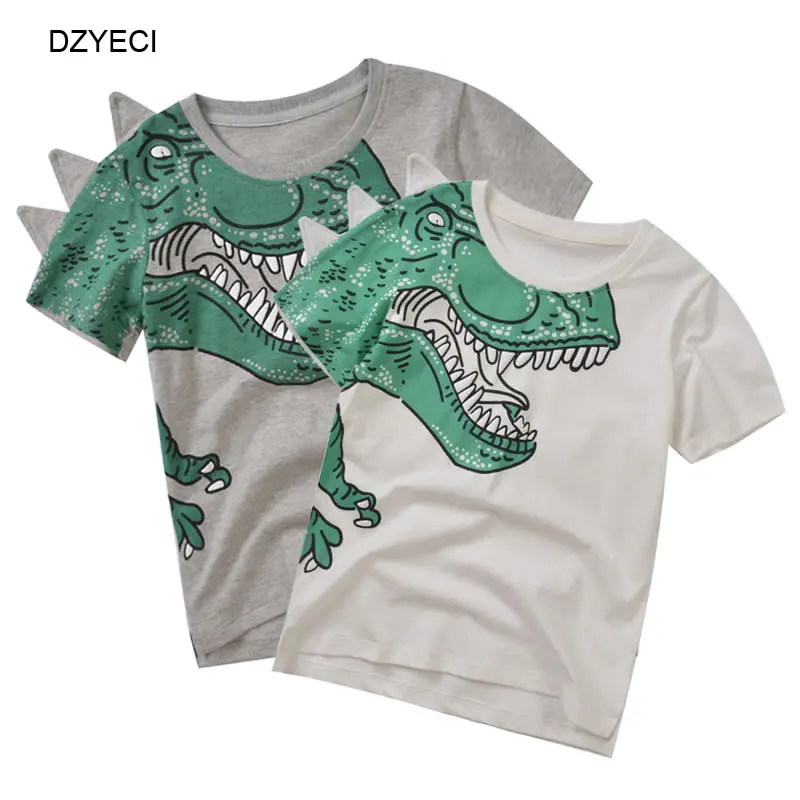 

DZYECI Summer Dinosaur T Shirt For Baby Boy Top Clothes Kid Cotton Print Boutique Tee Children Cartoon T-shirt Clothing 2-8 Year