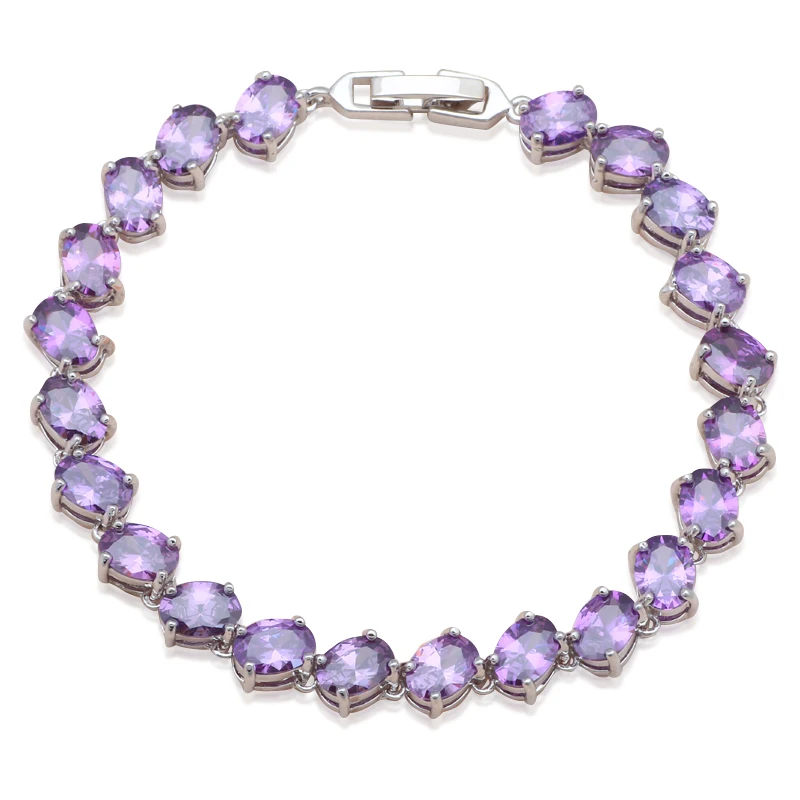 Изящные браслеты кристалл Дамский стиль белый золотой тон сиреневый Циркон заводская цена модные юбилейные украшения TB849A