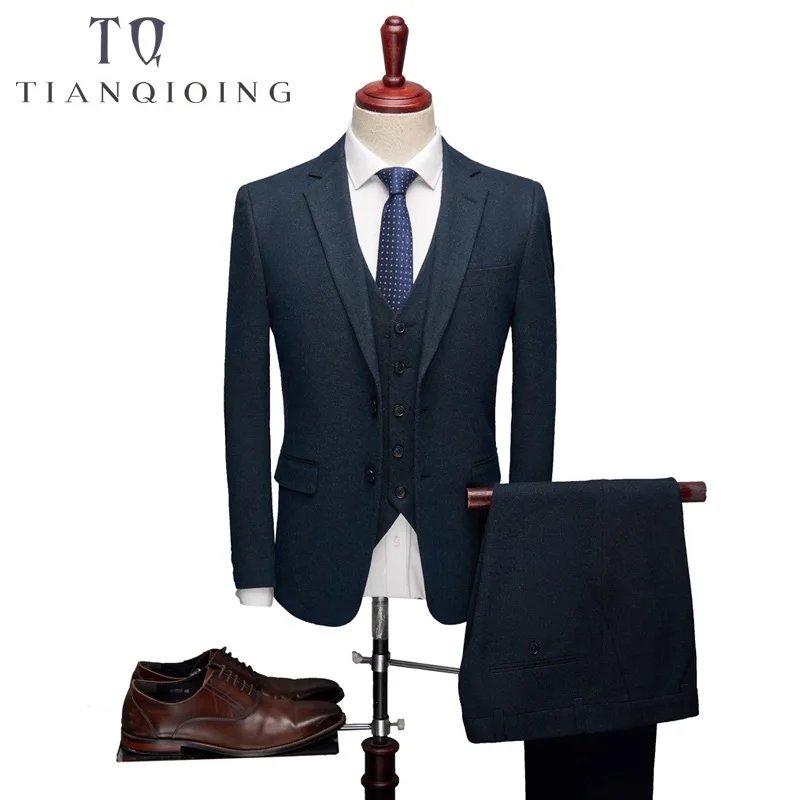 

2018 New High Quality Men 3 Piece Formal Business Wedding Suits Men's Dress Suits High Quality Slim Fit Groom Wedding Tuxedo
