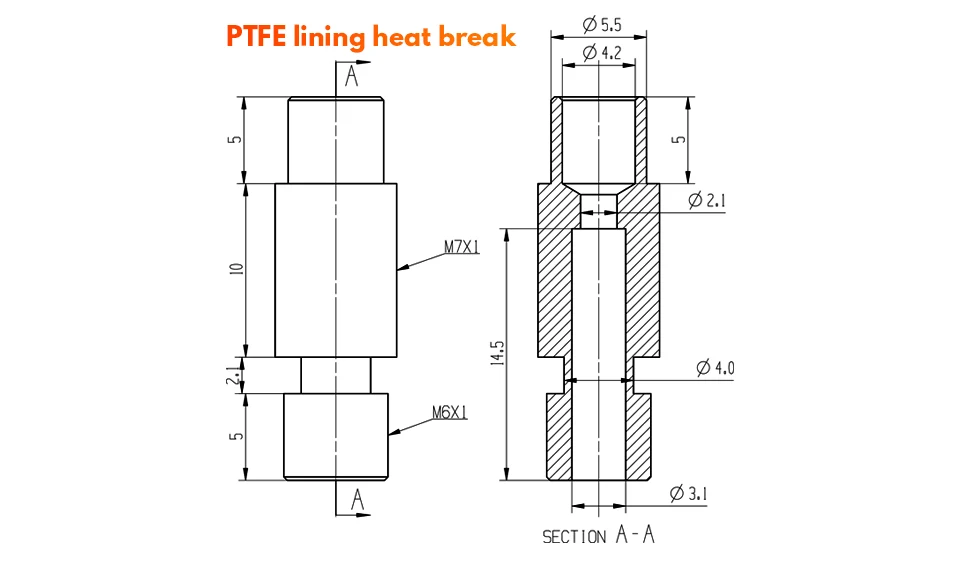 1 шт Высокое качество Тепловой разрыв для E3D V6 HOTEND Vocano нагреватель Блок 1,75 мм нити удаленного трубку для кормления 3D аксессуары для принтеров