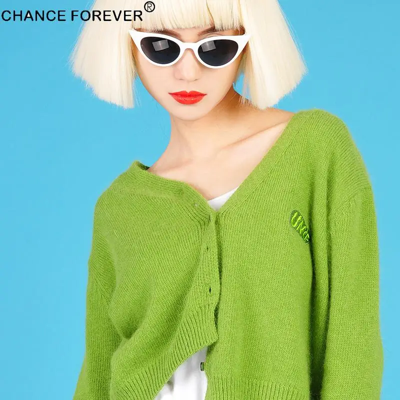 Aliexpress.com : Buy Vintage unif cropped Cardigans Avocado green sweater Button Folk 