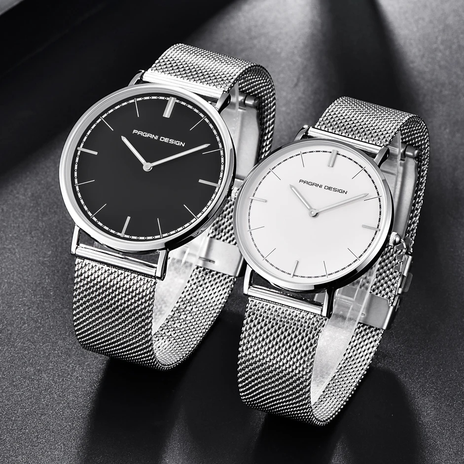 

PAGANI DESIGN Japan Quartz Couple Watches Mesh Stainless Steel Simple 2 Hands Analog Watch Women Men Wristwatches PD-2772M