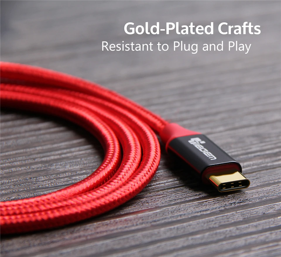 Кабель зарядный TIEGEM 3 1 USB Type C Нейлоновый для быстрой зарядки и синхронизации