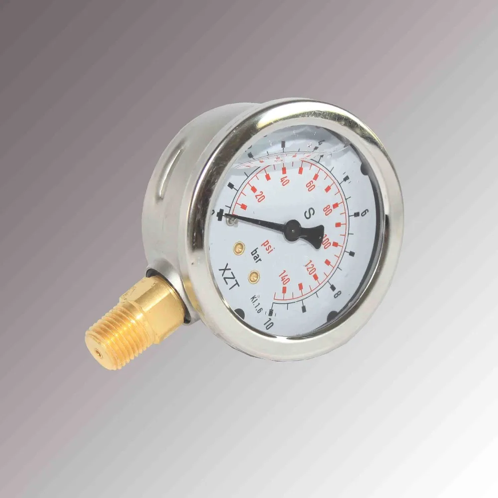 XZT Hydraulic Pressure Gauge 10BAR/150PSI (NPT1/4) 63mm Base Entryin