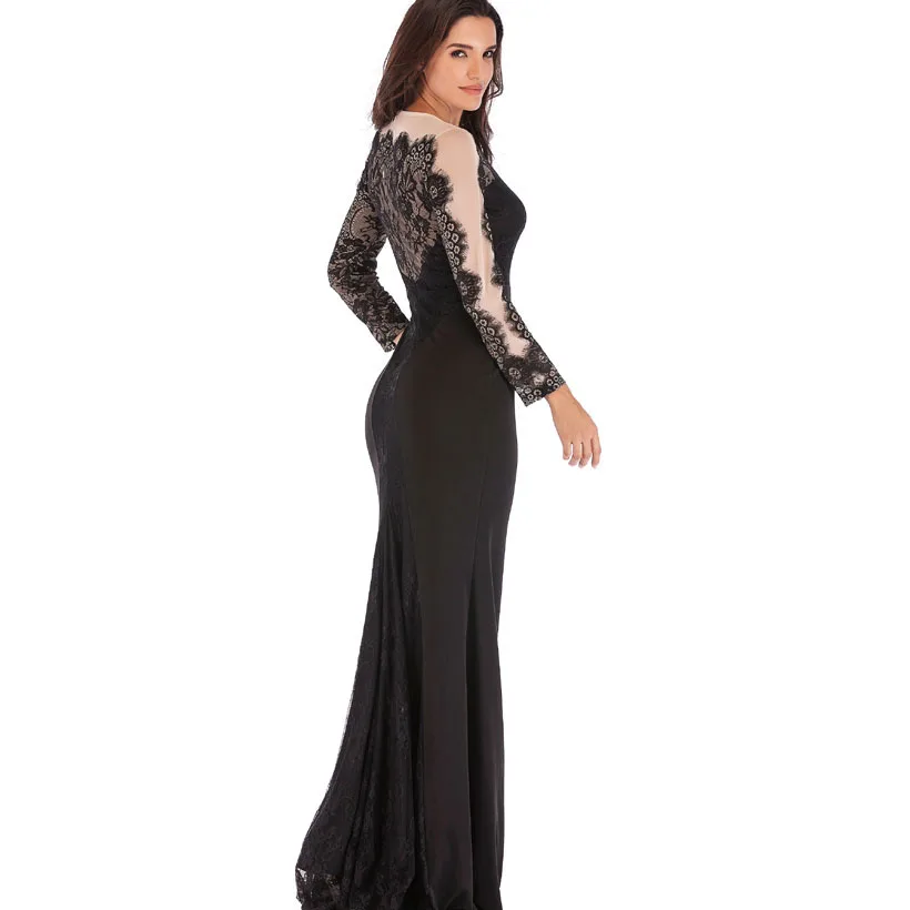 IDress High Quality Lace Embroidery Evening Dress Long Sleeve Charming Robe Longue Femme Long Dress for Wedding Party for Woman (16)