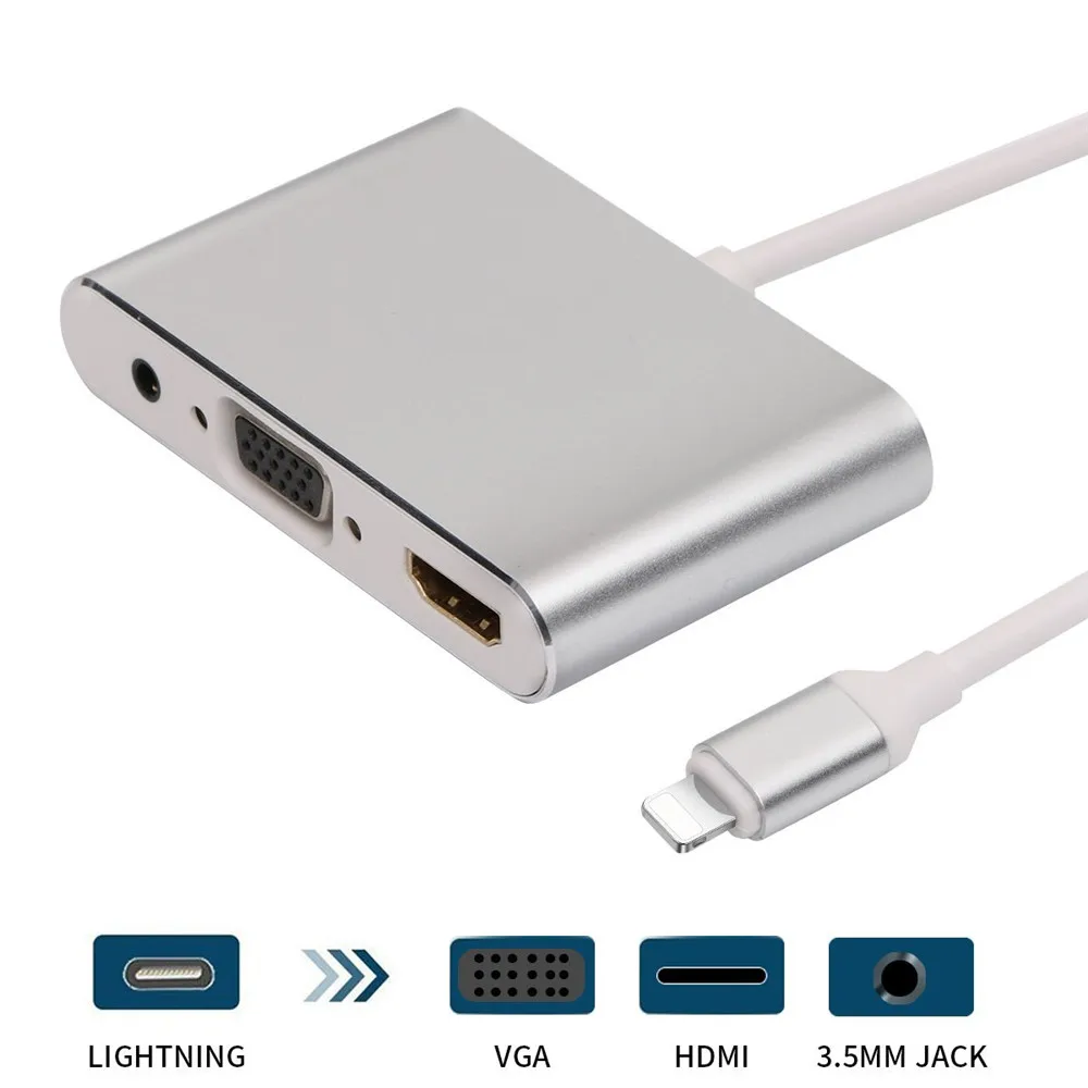 Newest For Lightning to HDMI VGA Jack Audio TV Adapter Cable For iPhone X iPhone 8 7 7 Plus 6 6S For iPad Series Newest For Lightning to HDMI VGA Jack Audio TV Adapter Cable For iPhone X iPhone 8 7 7 Plus 6 6S For iPad Series
